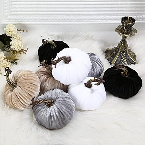 AOLIGE 8 PCS Velvet Pumpkins Home Decoration for Halloween Thanksgiving Handmade Fall Harvest Emb... | Amazon (US)