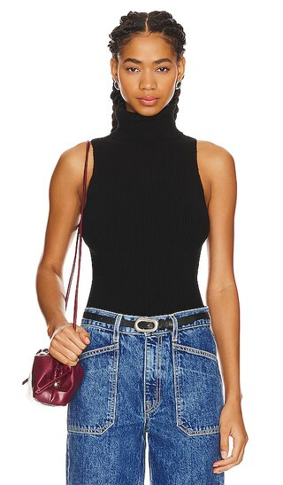 Rib Sleeveless Turtleneck Sweater in Black | Revolve Clothing (Global)