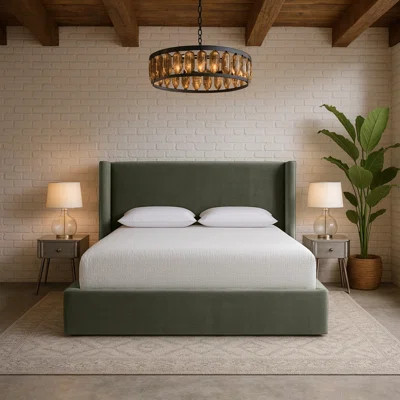 Kendall Wanaque Velvet Upholstered Bed | Wayfair North America