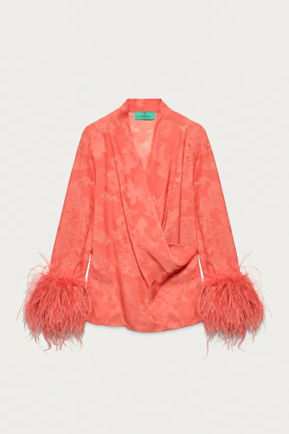 MARISA BERENSON X ZARA FEATHER WRAP SHIRT | Zara US