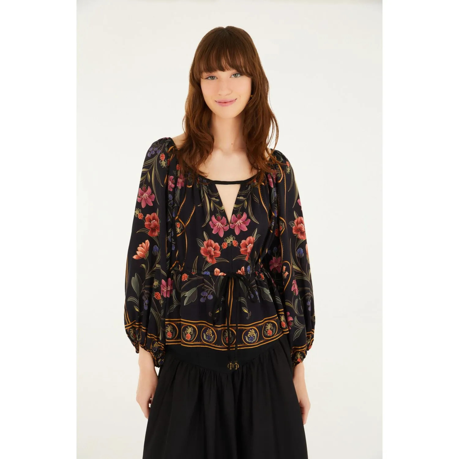 Bata Manga Estampada Floral Belle | Farm Rio (BR)