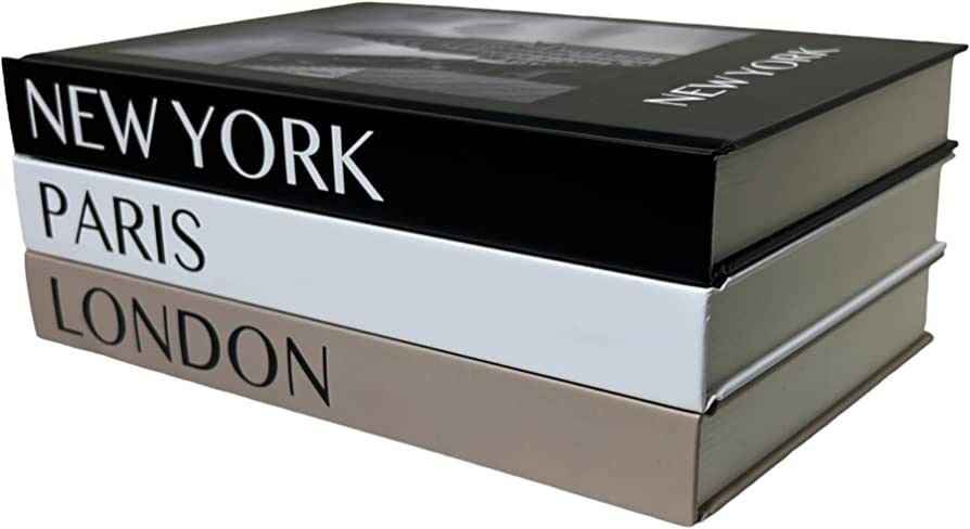 3 Piece Modern Stylish Decorative Book Stack, Blank Fashion Design Book Set of 3, Display Books f... | Amazon (US)