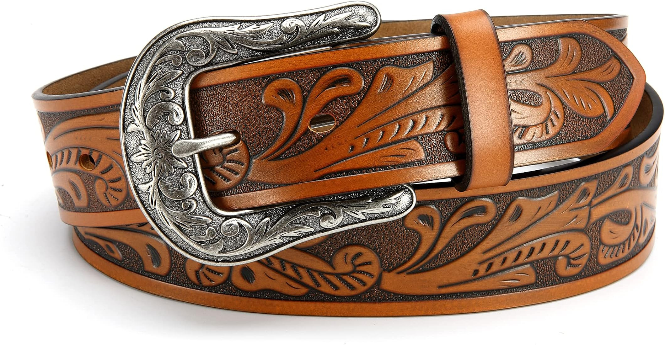 Western Belts for Women, CR 1.5" Leather Cowgirl Belt for Jeans Pant, Cowboy Country Belts for Wo... | Amazon (US)