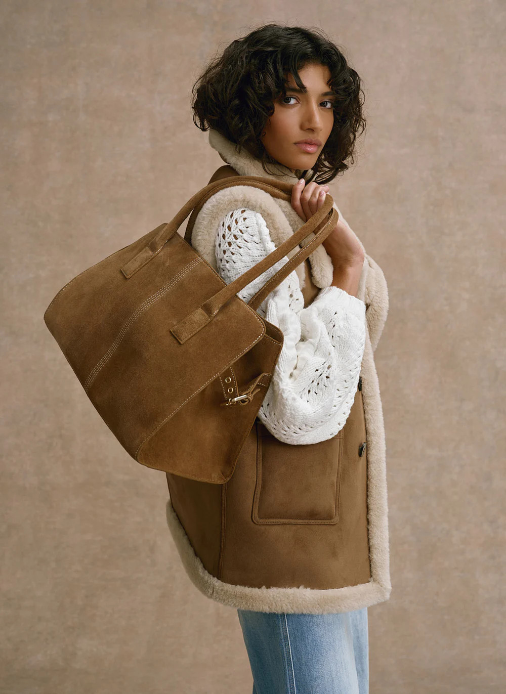 Rue Tan Suede Tote Bag | Mint Velvet