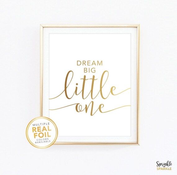 Dream Big Little One - Gold Foil Nursery Decor Boys Room Wall Art Baby Shower Gift | Etsy (US)