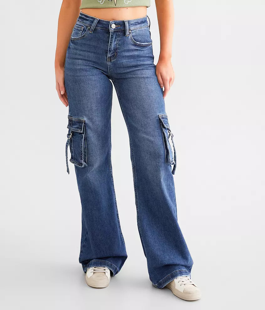 High Rise Wide Leg Cargo Stretch Jean | Buckle
