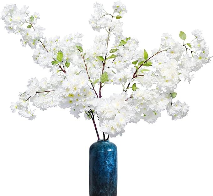 Artificial Cherry Blossom Branches, Faux Cherry Blossom Stem 39" for Tall Vase Arrangements, Silk... | Amazon (US)