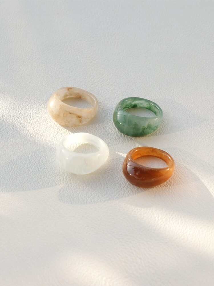 4pcs Hollow Out Resin Ring | SHEIN