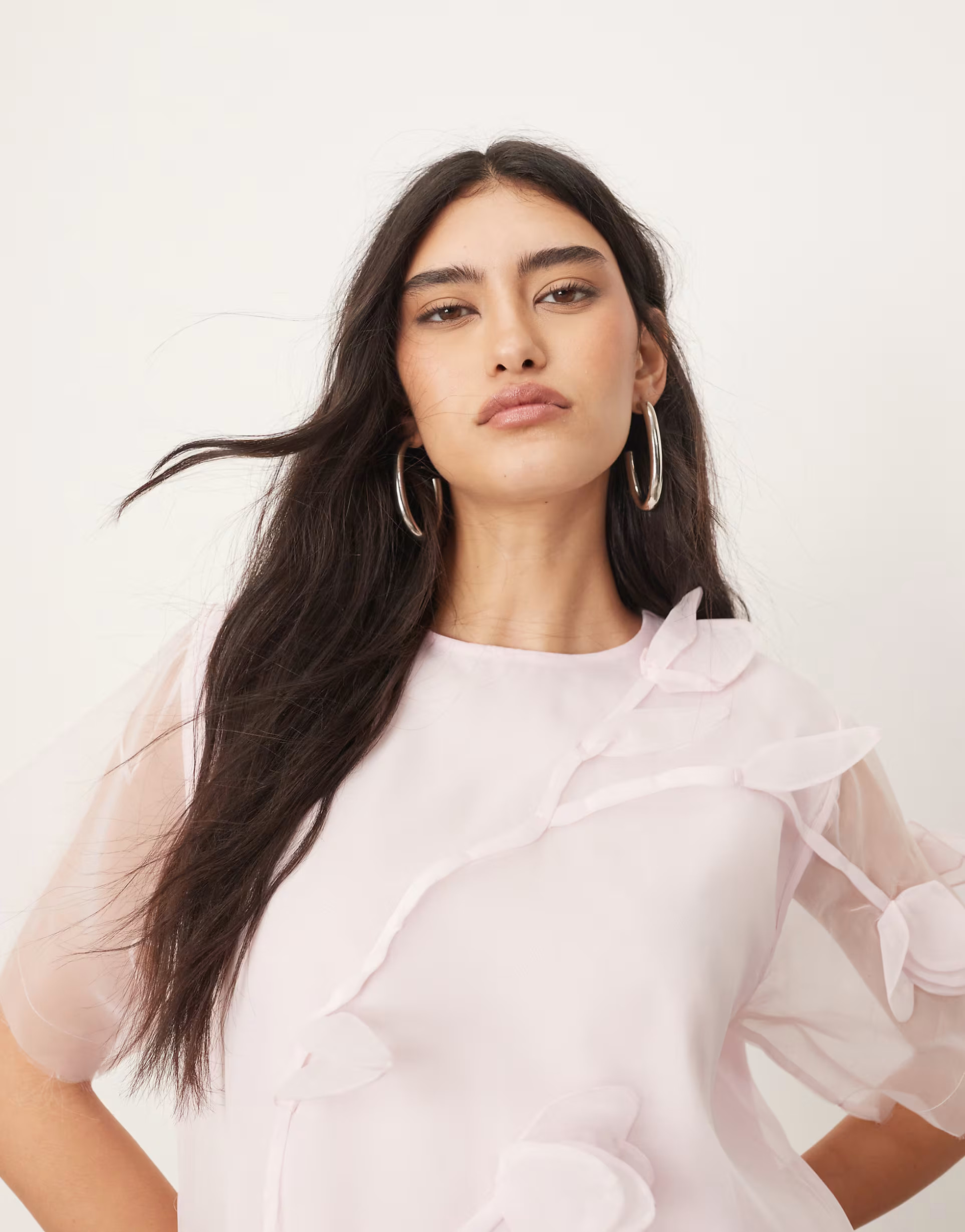 ARRANGE organza floral applique maxi dress in light pink | ASOS (Global)