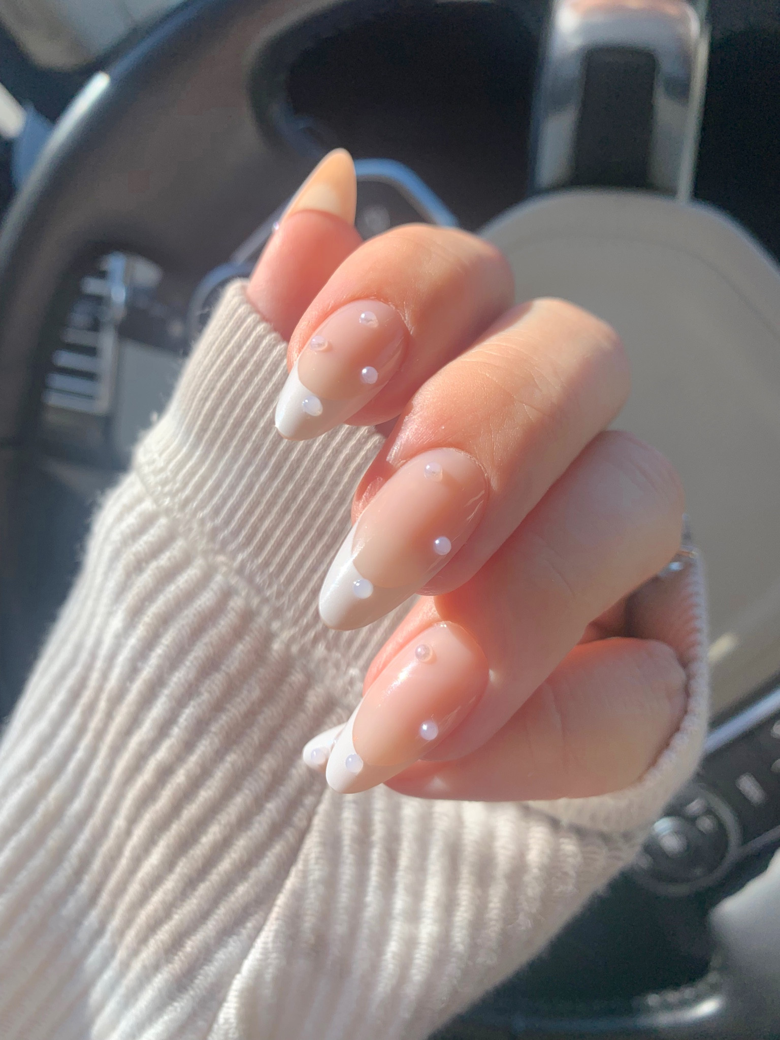 Pearl French tip press-on nails 

#LTKbeauty #LTKunder50