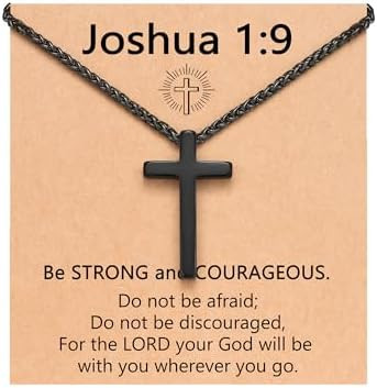UNGENT THEM Be Strong in Faith – Bible Verse Stainless Steel Cross Necklace for Men Teen Boys C... | Amazon (US)