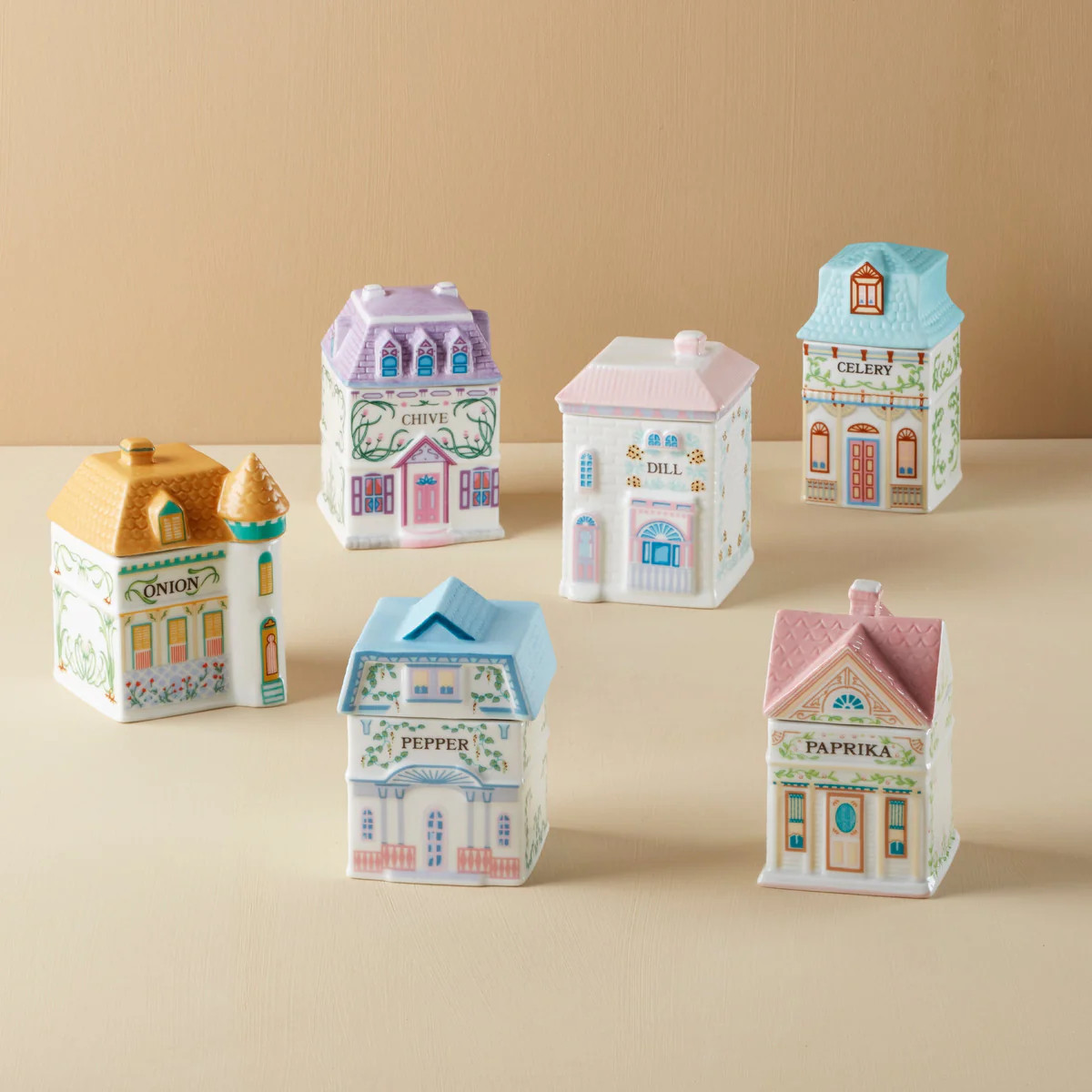 Lenox Spice Village 6-Piece Savory Street Spice Jar Set | Lenox