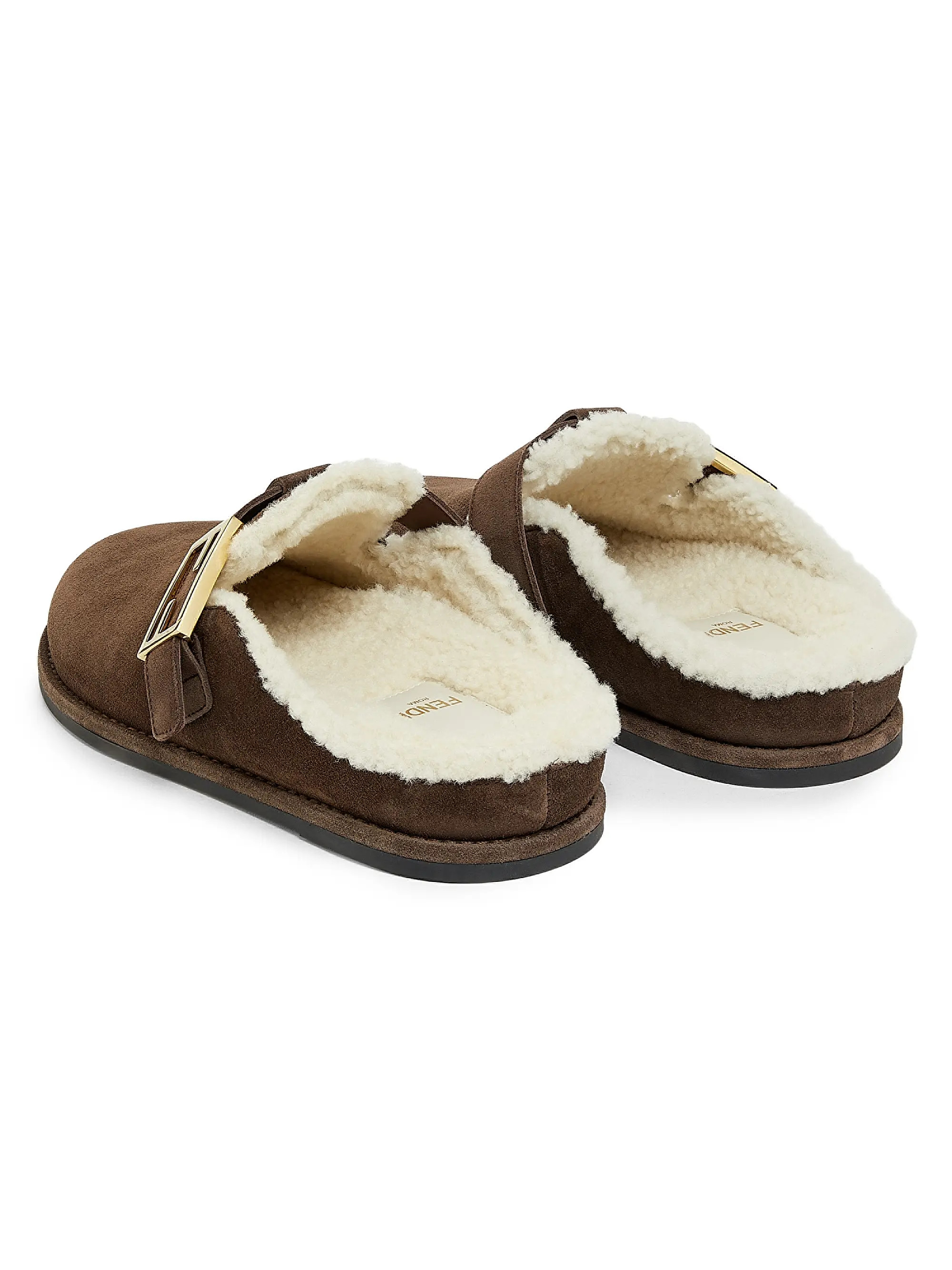 Fendi Feel 20MM Suede & Shearling Clogs | Saks Fifth Avenue