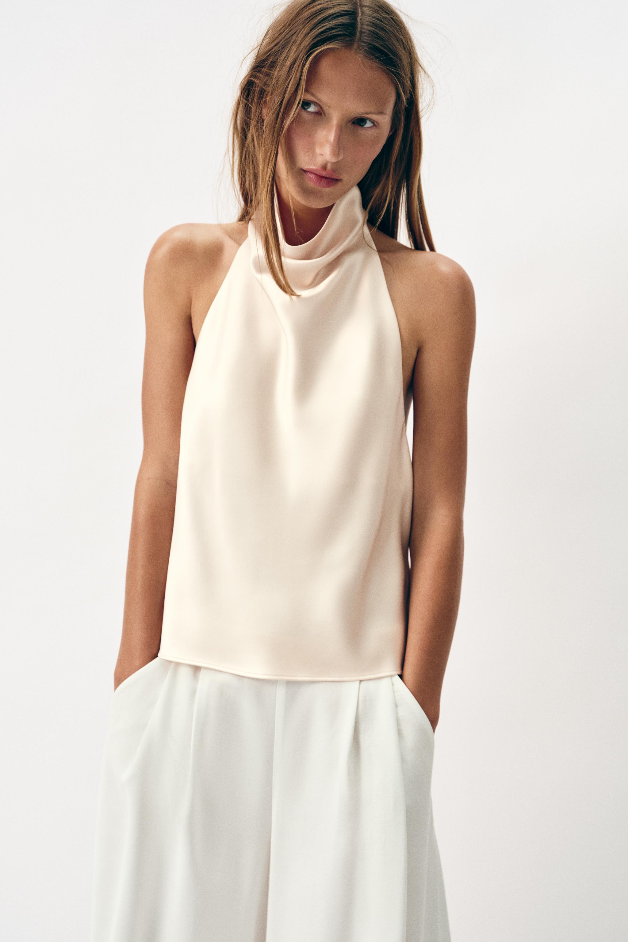 SATIN EFFECT HALTER TOP | Zara US