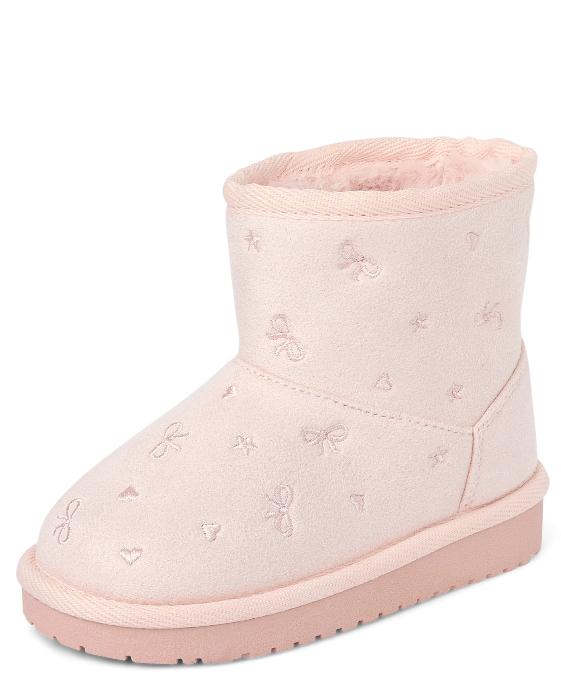 Toddler Girls Embroidered Bow Teddy Boots - pink | The Children's Place