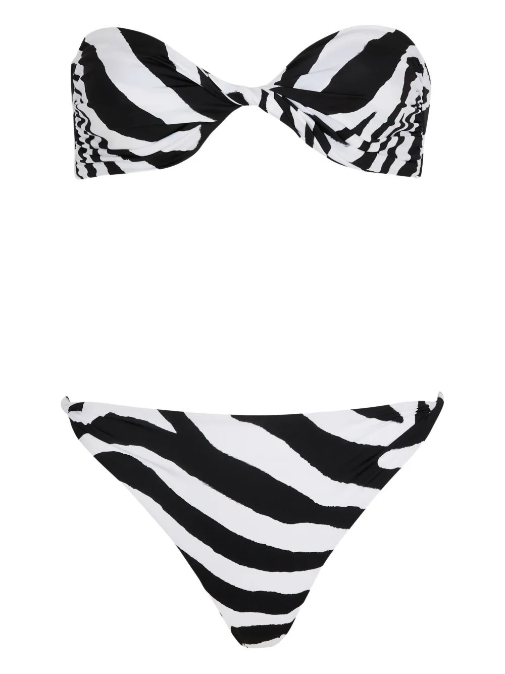 Balmain Zebra-Pattern Strapless Bikini — Black - 34 | Italist Inc.