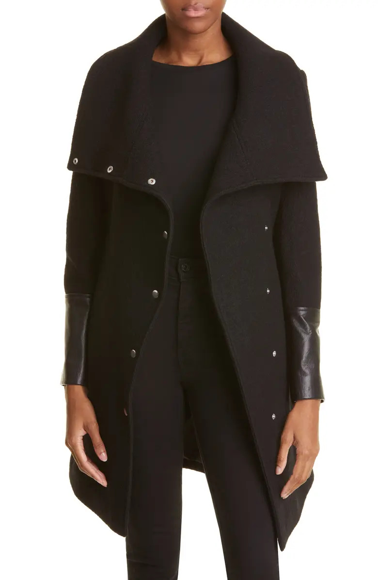 Halli Belted Wool & Leather Coat | Nordstrom