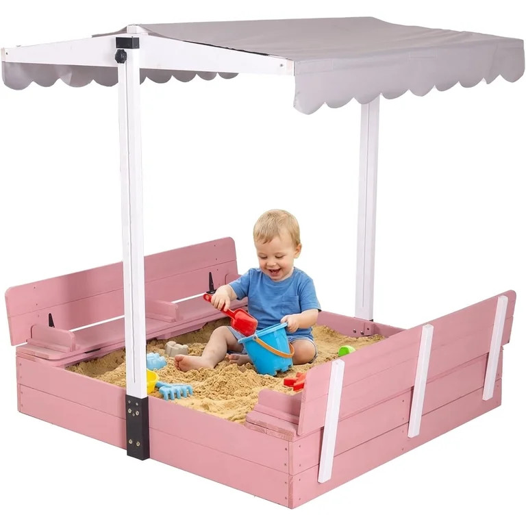 AIVITUVIN Sandbox with Lid and Cover for Kids Outdoor with 2 Foldable Bench Seats, Adjustable Can... | Walmart (US)