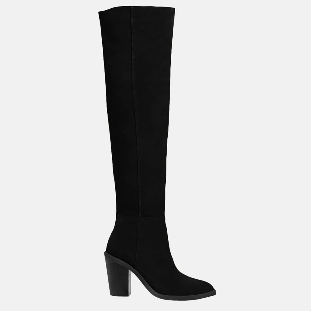 Juliet Holy Womens Knee High Boots Chunky Block Heel Pointed Toe Side Zipper Comfort Winter Dress Bo | Amazon (US)