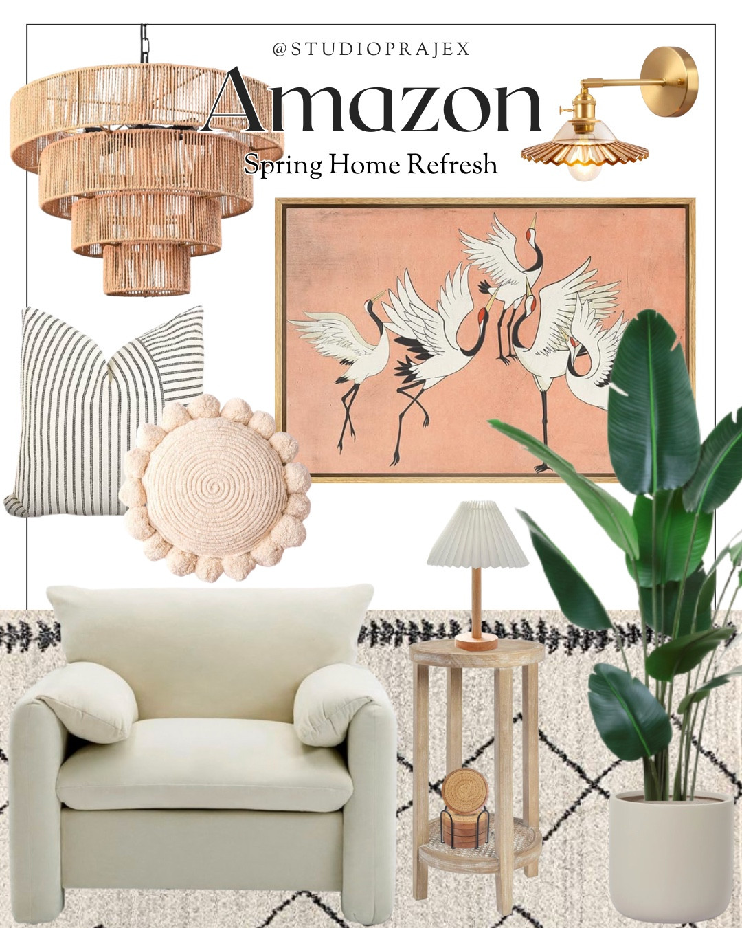 Living room refresh | spring decor | home decor | living room decor | neutral home | coastal global design | interior design | designer look | Amazon home | rug | chair | lighting | sconce | pillows | 

#LTKhome #LTKstyletip #LTKfamily