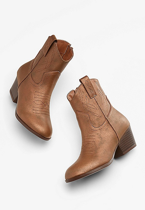 Girls Bronze Metallic Cowboy Boot | Maurices