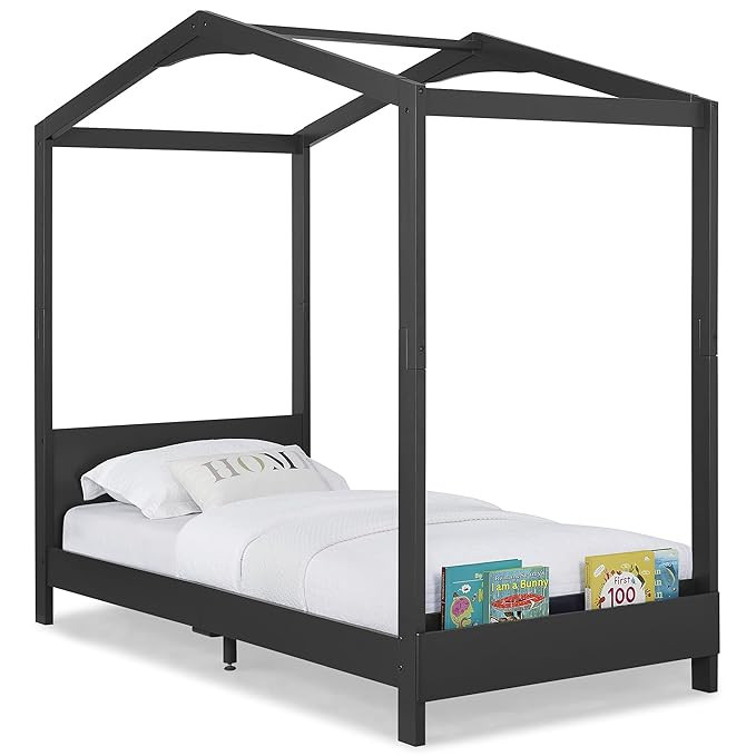 Delta Children Poppy House Wood Twin Bed, Platform Bed - No Box Spring Needed, Midnight Grey | Amazon (US)