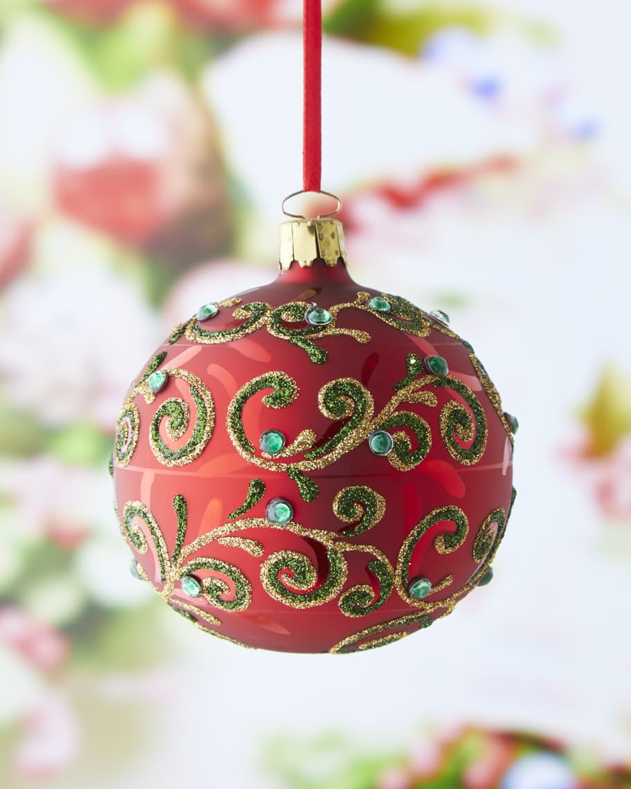 Neiman Marcus Red With Green Decor Christmas Ornament | Neiman Marcus