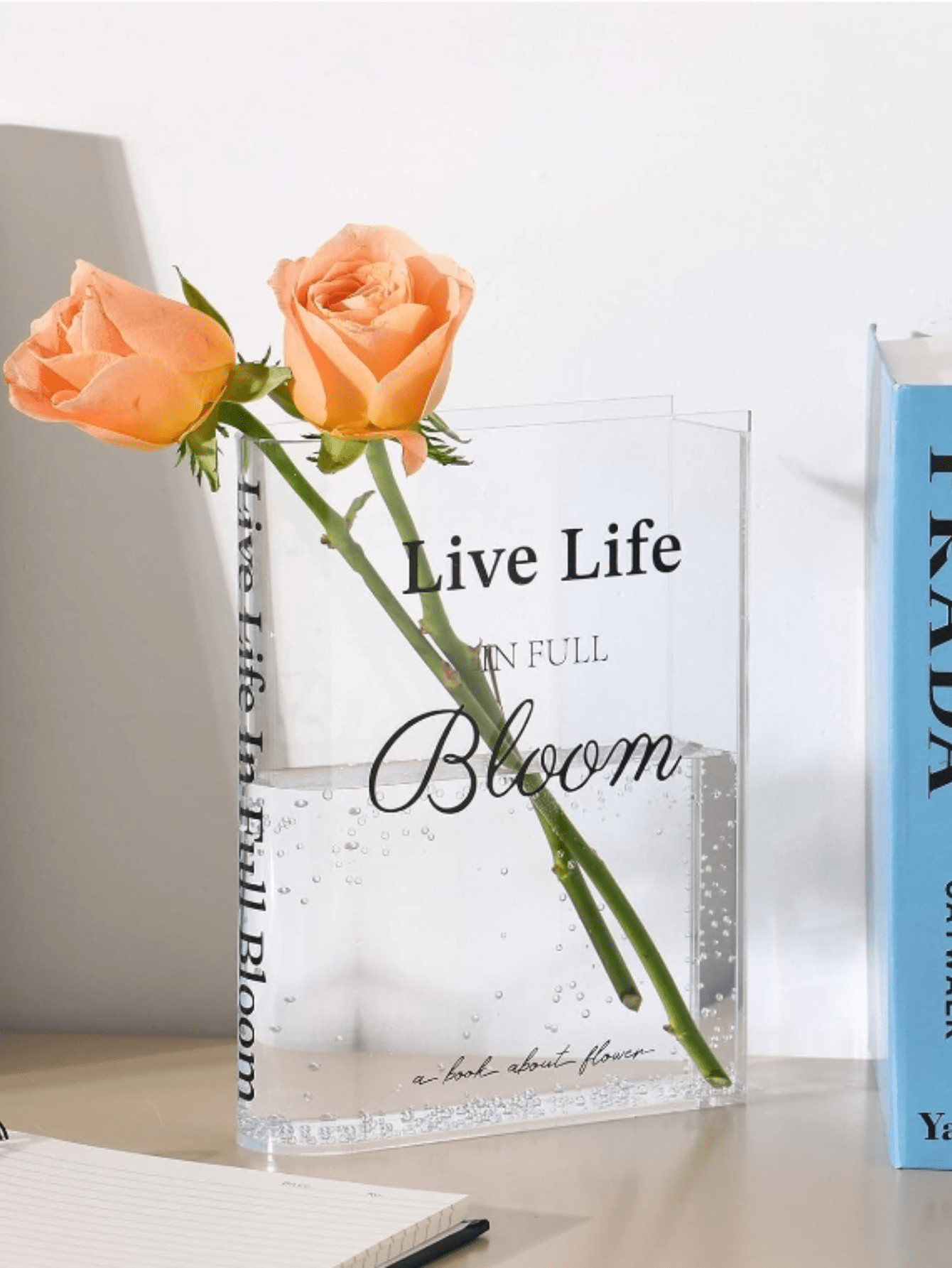 1/2pcs Acrylic Book-Shaped Vase For Flowers, Home Decor Book Lovers Gifts, Aesthetic Room Decor Table Decor Centerpieces Cute Flowers Vases & Must-Have For Home, Bookshelf, Bedroom, Living Room & Office Decor For 2025 Graduation Gifts(Clear) | SHEIN