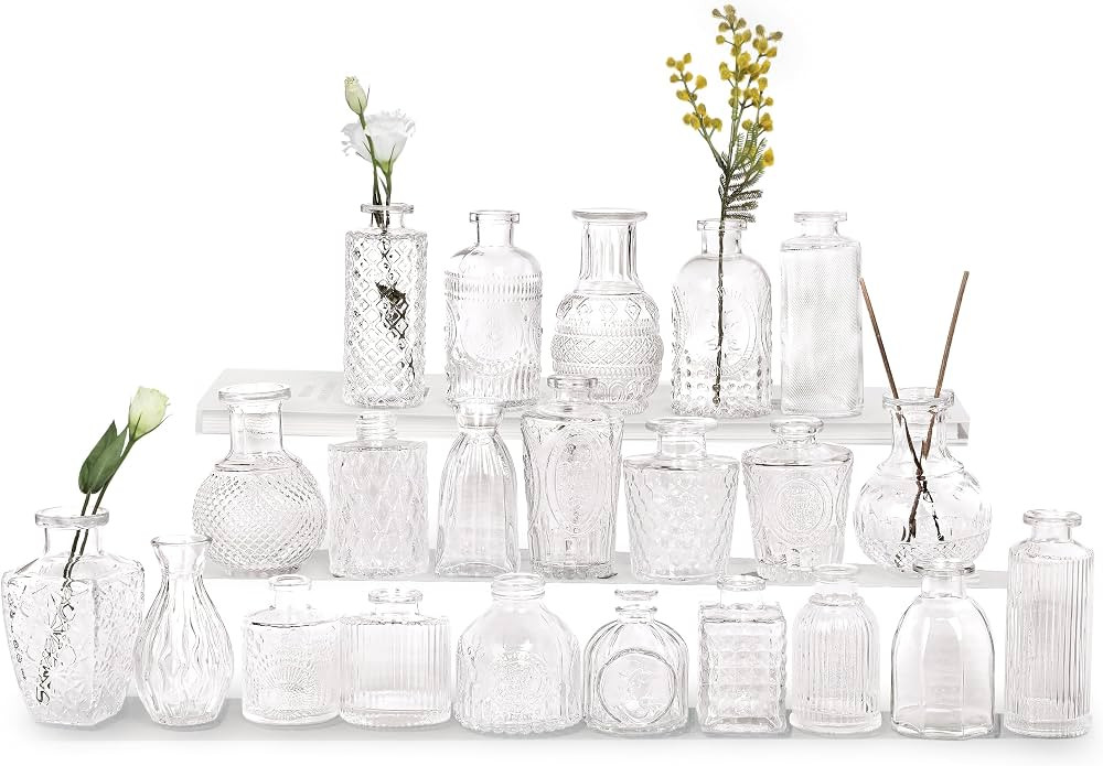 Jelofly Glass Bud Vases Set of 22, Small Clear Bud Vases in Bulk for Centerpieces, Mini Vintage G... | Amazon (US)