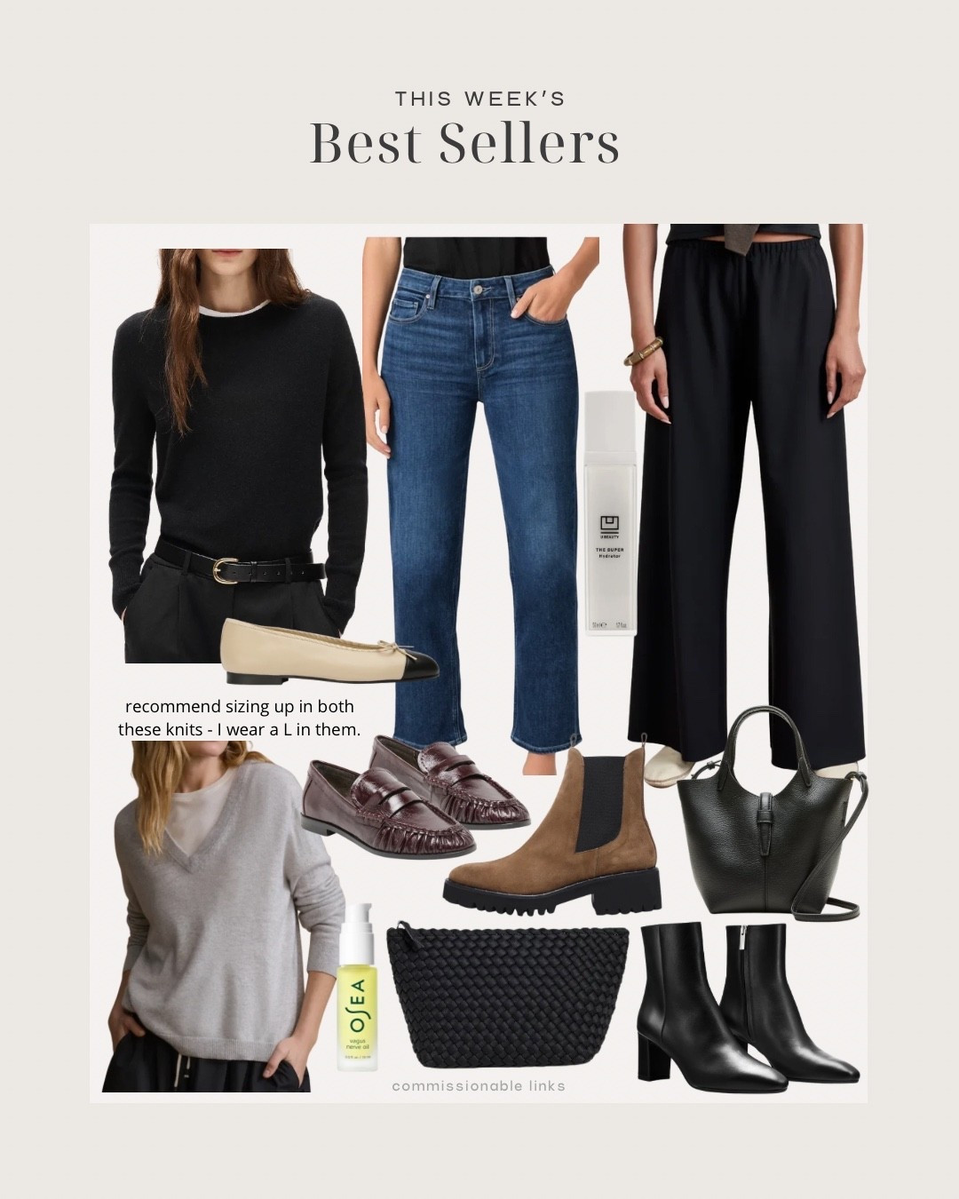 This week’s bestsellers!
Ankle length jeans
Pull on pants
Water resistant boots
Travel pouch
Cashmere sweaters
Ballet flats
Loafers

#LTKSeasonal #LTKOver40