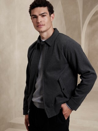 Mid-weight Melton Full-Zip Jacket | Banana Republic Factory