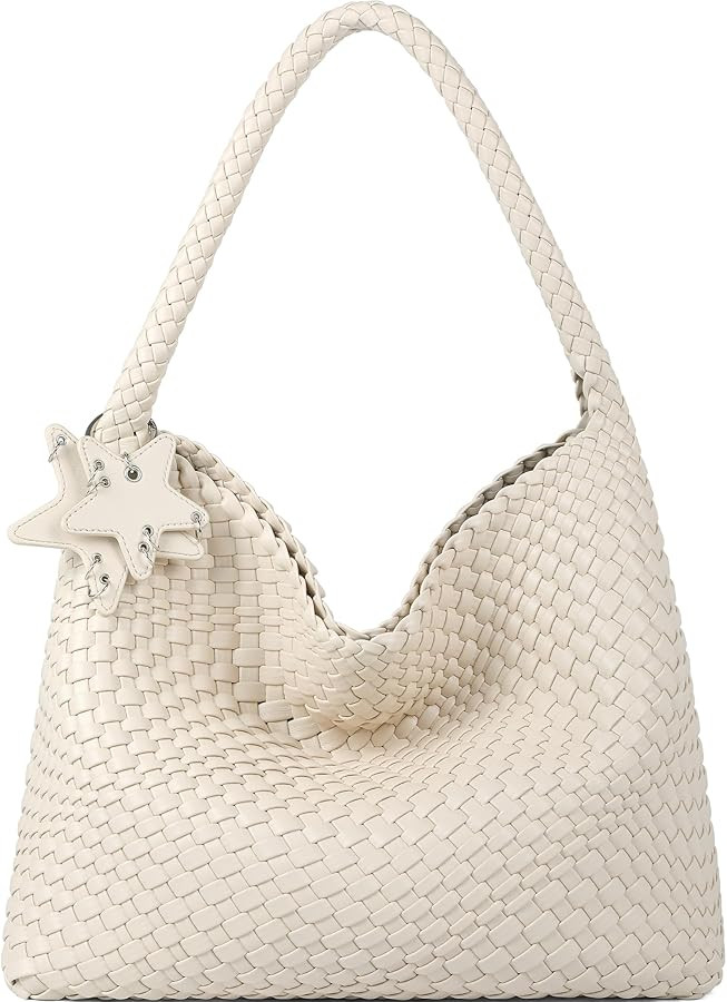 Queenoris Fashion Woven Purse for Women Top-handle Shoulder Bag Soft Summer Hobo Tote Bag | Amazon (US)