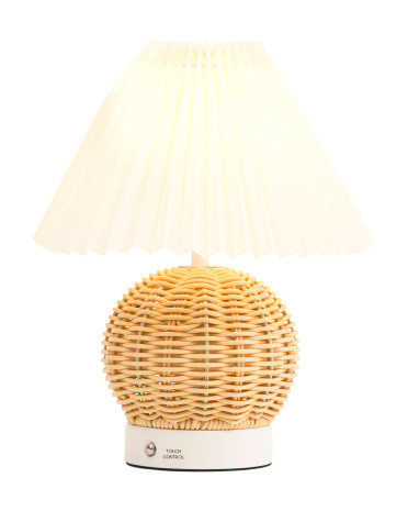Led Fluted Shade With Woven Base Touch Lamp | TJ Maxx