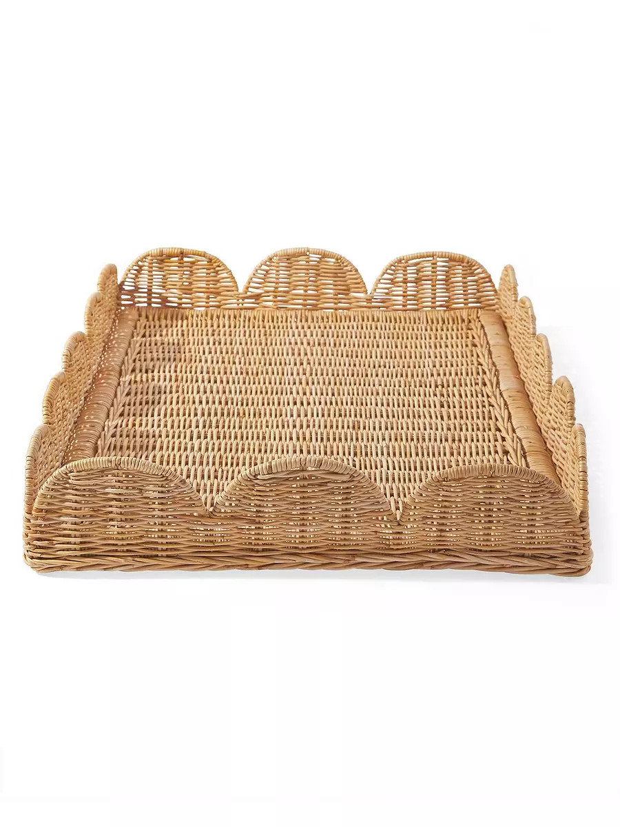 Scallop Rattan Tray | Serena and Lily