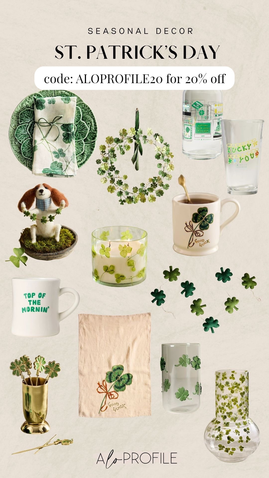 St. Patrick's Day Decor via Anthro 🍀spring decor, spring home decor, seasonal decor, holiday decor, Anthro home decor, Anthro seasonal decor, spring home decor