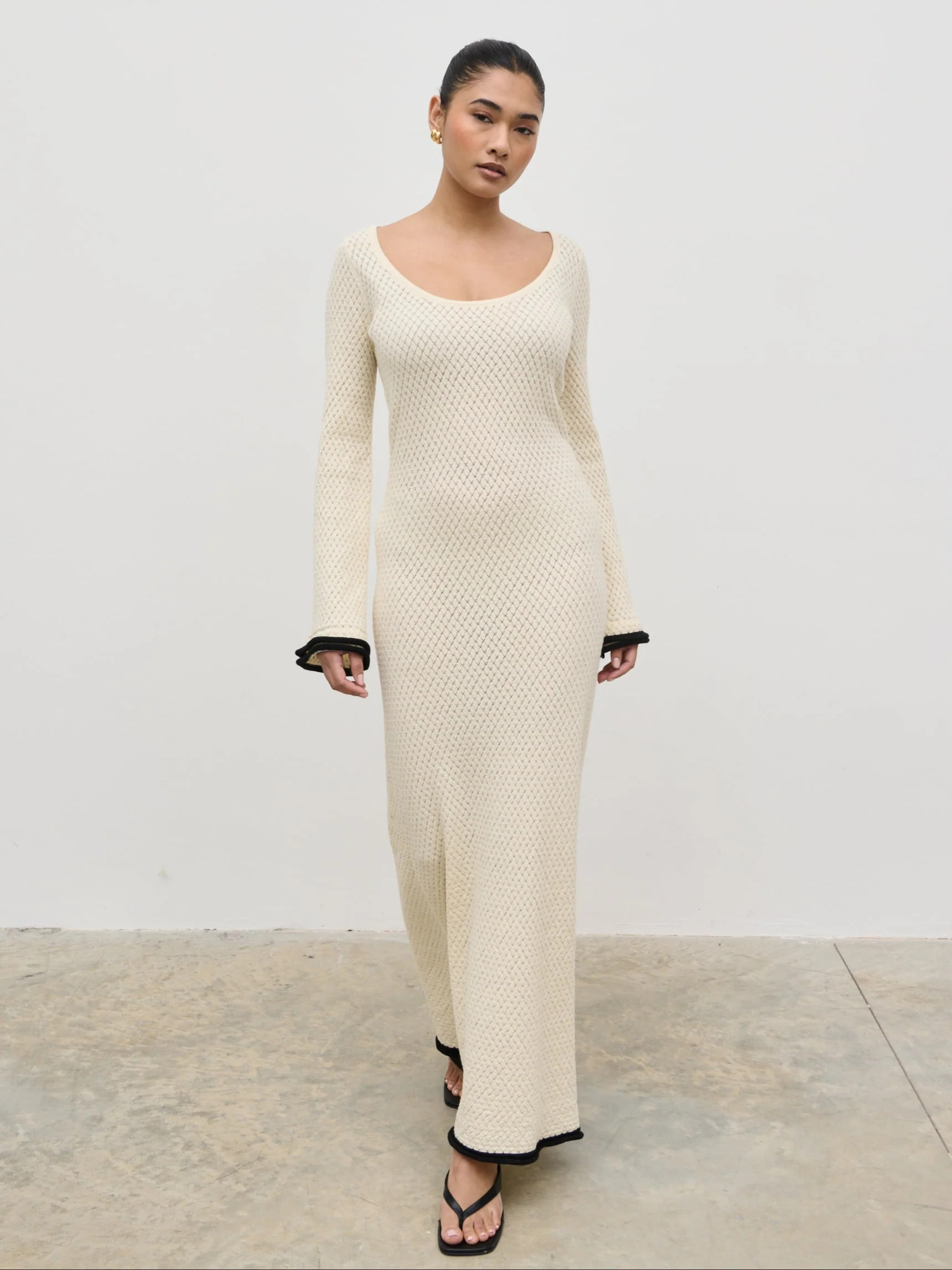 Bellamy Frill Tiered Sleeve Knit Maxi Dress | Pretty Lavish (UK)