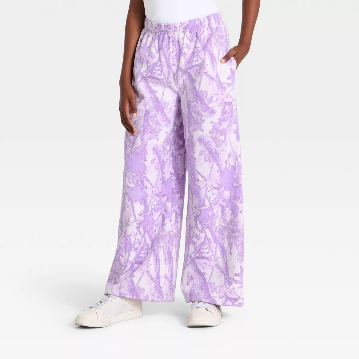 Girls' Wide Leg Camo Fleece Sweatpant - art class\u2122 Violet L | Target