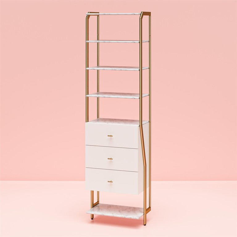 CosmoLiving by Cosmopolitan Gwyneth Closet - 3 Drawers, White Marble | Walmart (US)