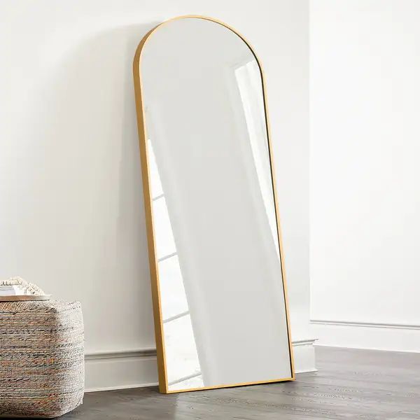 Arched Metal Mirror Full-length Floor Mirror with Bracket - Gold - 64.12x21 | Bed Bath & Beyond