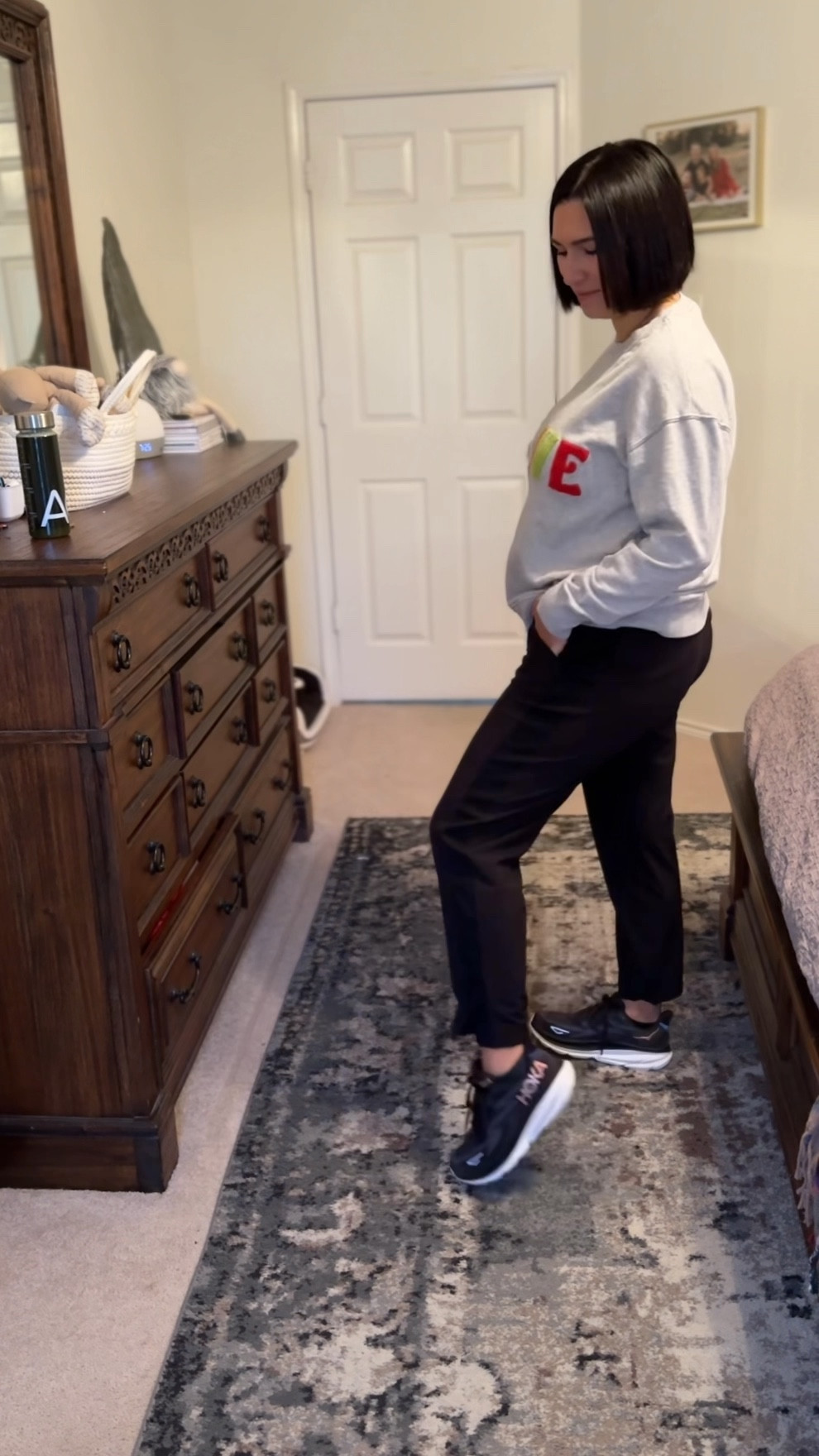 Work outfit 
Festive Sweatshirt is from studio 1220!! 
Athleta pants - tts
Hoka sneakers- tts, the most comfortable shoes ever 
Wool jacket - medium, fits oversized, discount code SKYEJS10 gets $10 off!! 


#LTKshoecrush #LTKHoliday #LTKworkwear