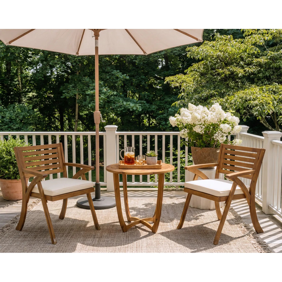 Solid Acacia Wood 3-Piece Outdoor Patio Bistro Dining Set | Wayfair North America