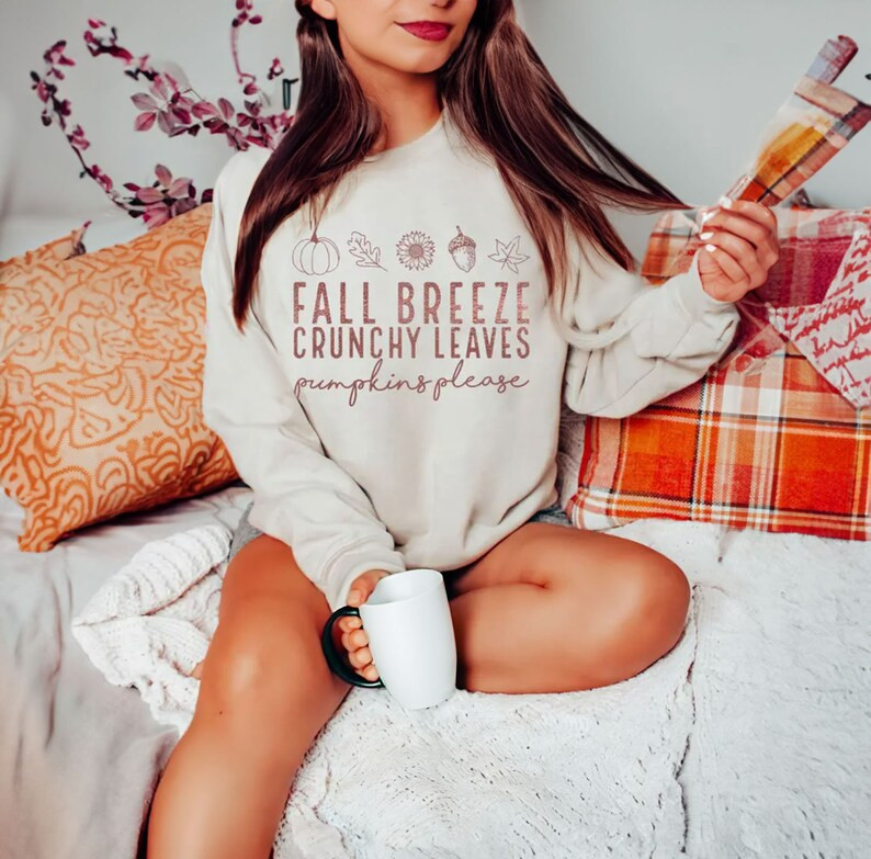 Fall Breeze Crunchy Leaves Pumpkins Please Cream Sweatshirt - Etsy | Etsy (US)
