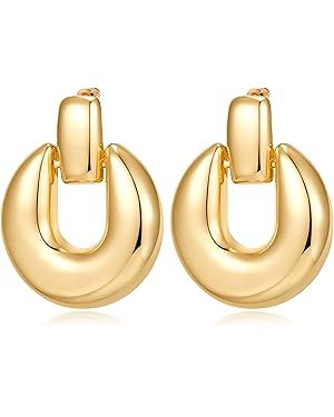 HESSAWELL Chunky Hoop Earrings for Women Gold Hoop Dangle Earrings for Women Gift | Amazon (US)