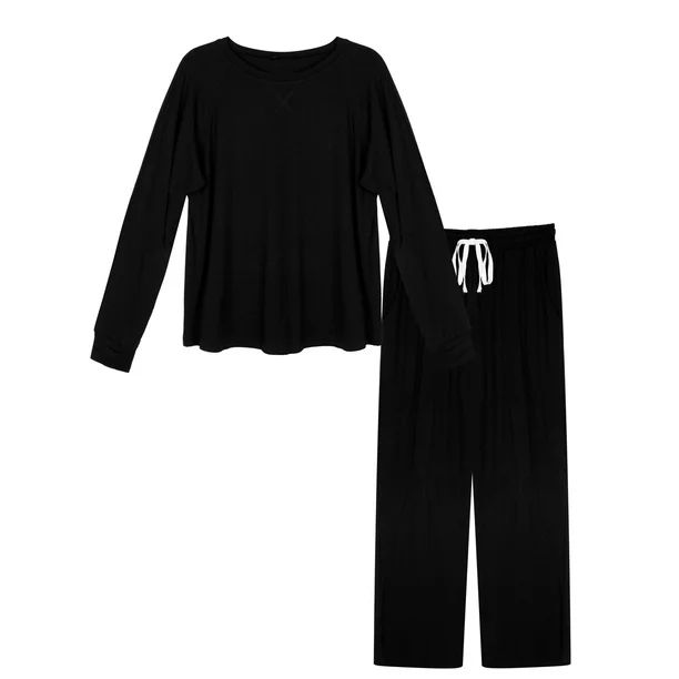 Zenbriele Plus Size Pajamas Set for Women Long Sleeve Tops Joggers PJ Sets Loungewear | Walmart (US)