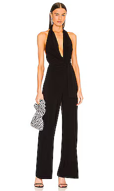 Norma Kamali Halter Wrap Straight Leg Jumpsuit in Black from Revolve.com | Revolve Clothing (Global)