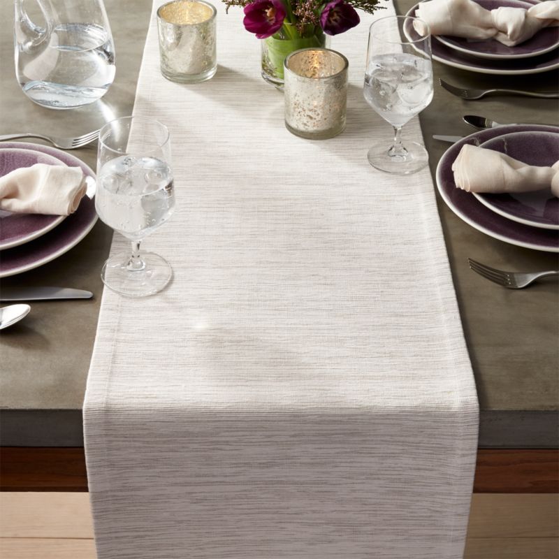 Aspen 120" White Table Runner + Reviews | Crate and Barrel | Crate & Barrel