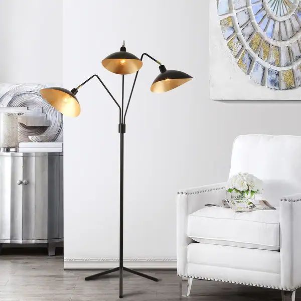 SAFAVIEH Lighting 70-inch Iris Black/ Gold Floor Lamp - 40-51"x16-29"x69.5" - Overstock - 1343499... | Bed Bath & Beyond