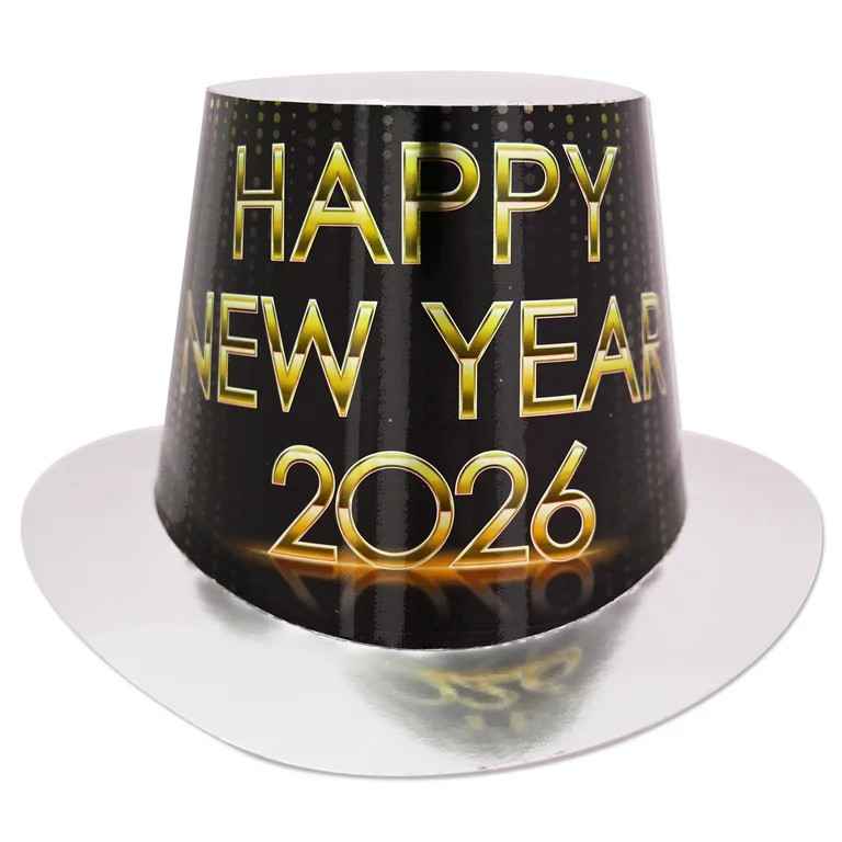 Beistle New Year's Eve Black, Gold, and Silver Paper Hi Hat | Walmart (US)