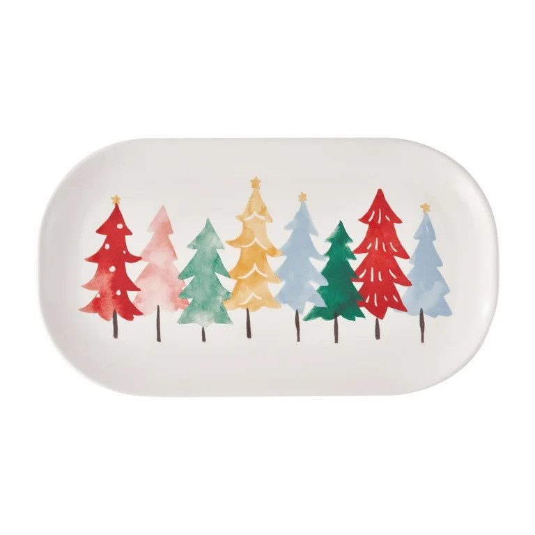 Holiday Time Ceramics Multi Color Trees Platter | Walmart (US)