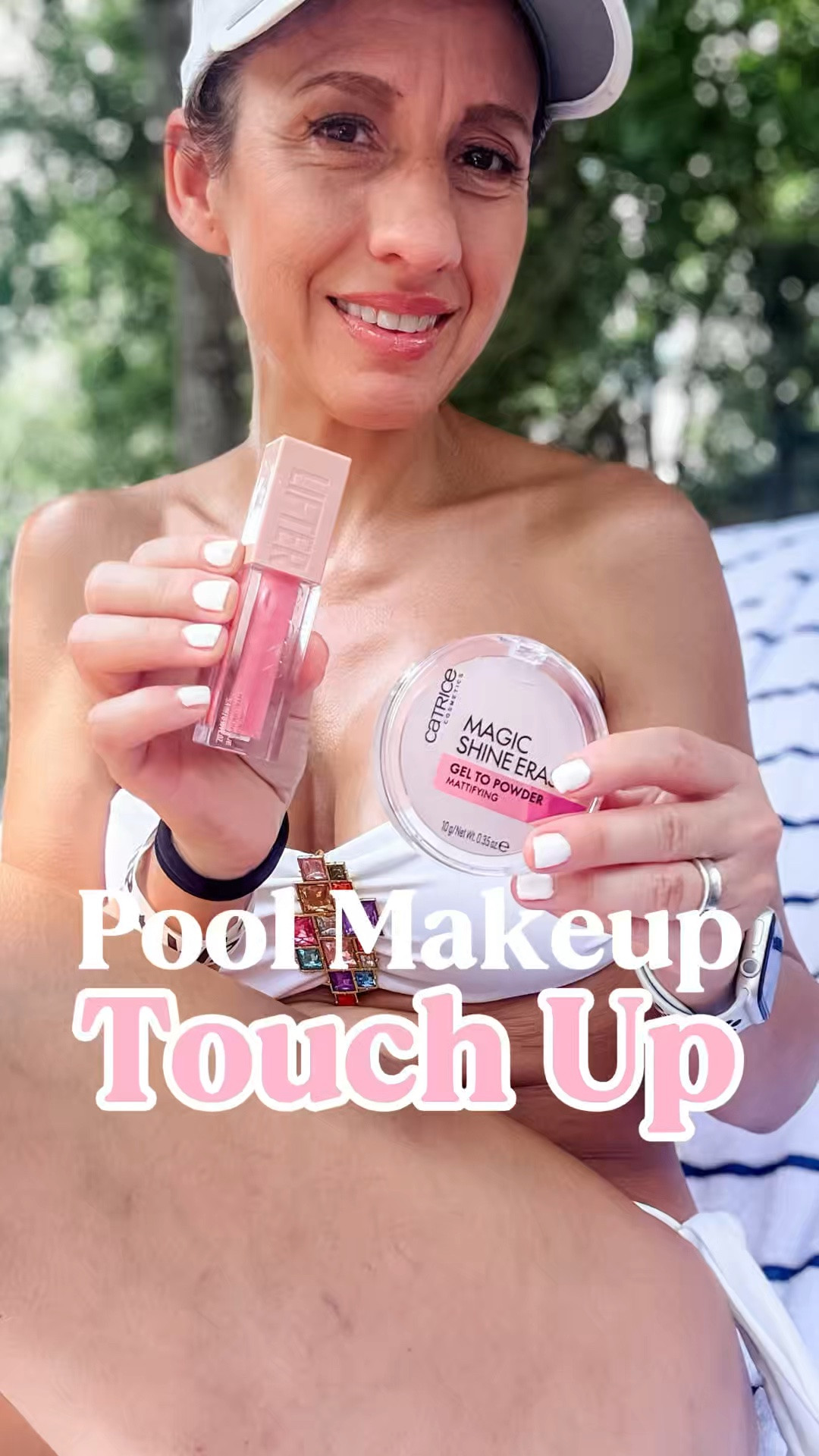 Pool makeup touch up. 
This gel to powder by Catrice is so good.
This Maybelline lipgloss in gummy bear is so pretty.

#LTKOver40 #LTKPetite #LTKBeauty